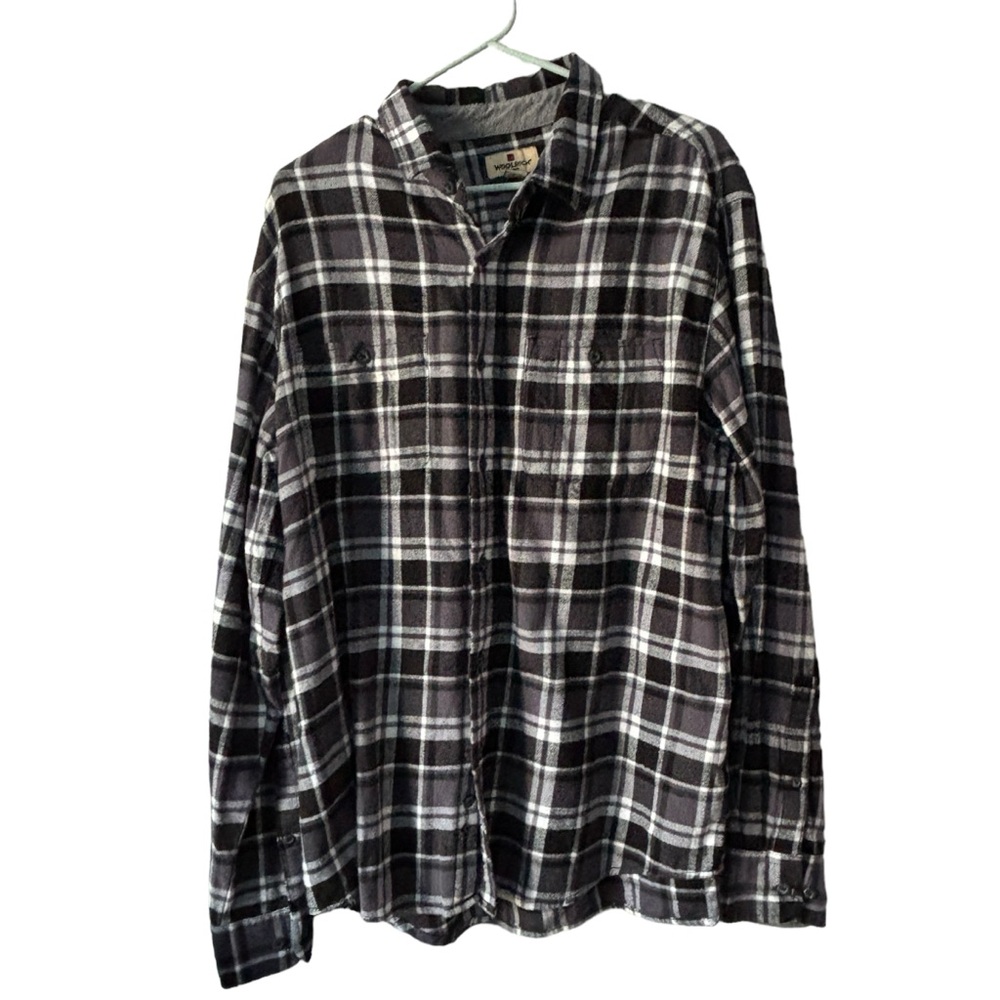 Woolrich Flannel Shirt Men XL Plaid Buttoned Long Sleeve Outdoor
